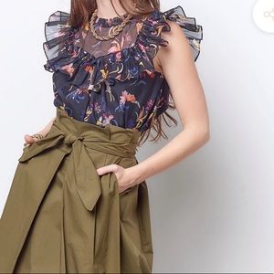 Corey Lynn Calter Cassandra Ruffle Yoked Top in Cut Flower